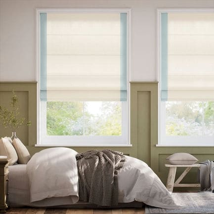 Decorative Roman Shades with Trim Borders