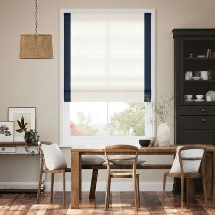 Decorative Roman Shades with Trim Borders