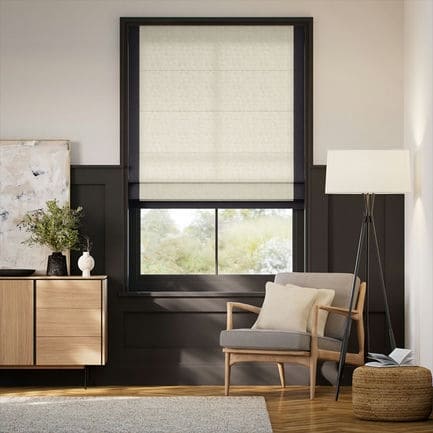Decorative Roman Shades with Trim Borders