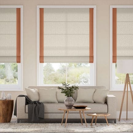Decorative Roman Shades with Trim Borders