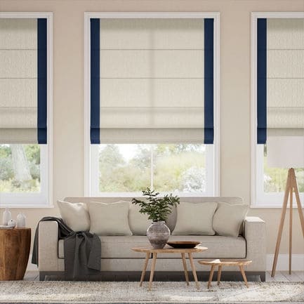 Decorative Roman Shades with Trim Borders